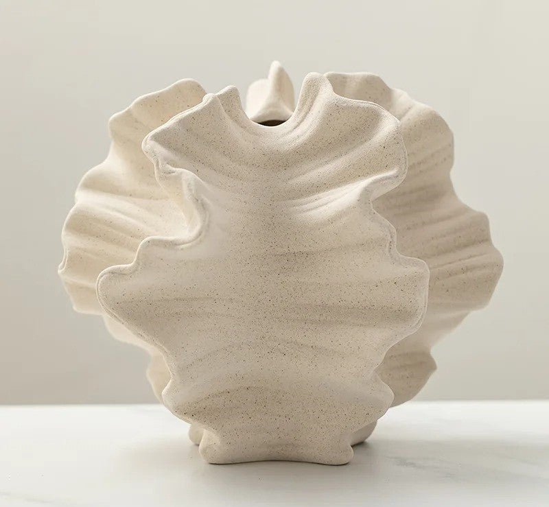 Ceramic Coral Vase Nordic Art Beige Matte - Nestelier