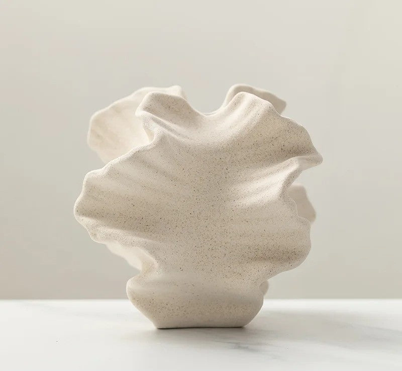 Ceramic Coral Vase Nordic Art Beige Matte - Nestelier