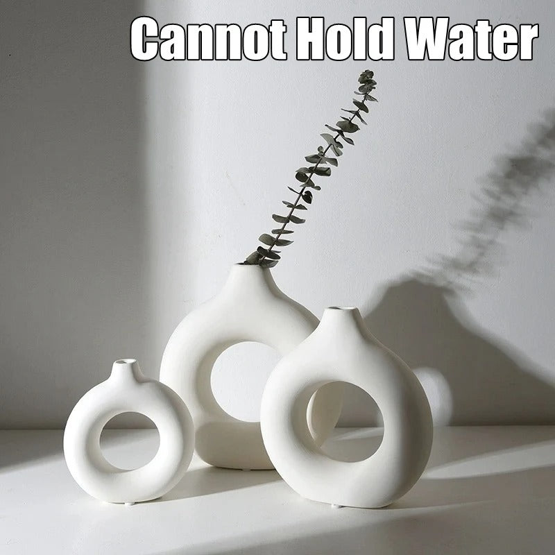 Imitation Ceramic Pure White Plastic Vase - Nestelier