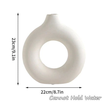 Imitation Ceramic Pure White Plastic Vase - Nestelier