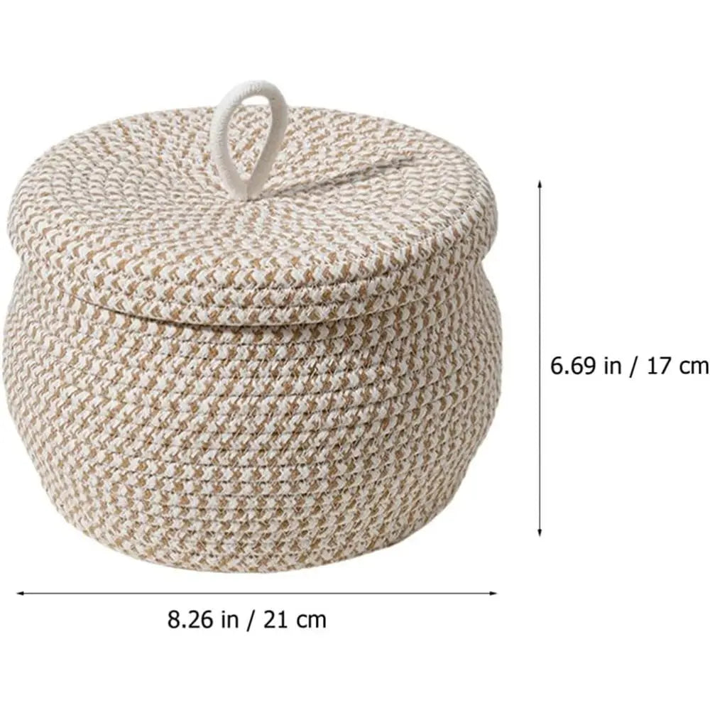 Elegant Cotton Rope Storage Basket with Lid – Stylish & Functional Home Organizer - Nestelier