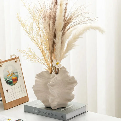 Ceramic Coral Vase Nordic Art Beige Matte - Nestelier