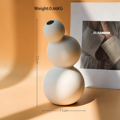 Elegant White Ceramic Vase – Scandinavian Style Decorative Accent - Nestelier
