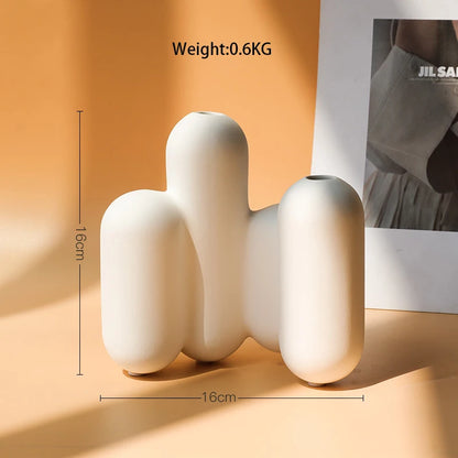 Elegant White Ceramic Vase – Scandinavian Style Decorative Accent - Nestelier