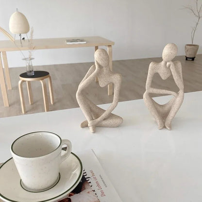 Nordic Sandstone Thinker Sculpture – Modern Minimalist Decor - Nestelier