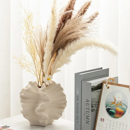 Ceramic Coral Vase Nordic Art Beige Matte - Nestelier