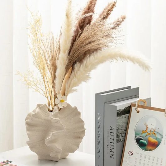 Ceramic Coral Vase Nordic Art Beige Matte - Nestelier