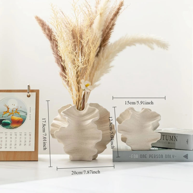 Ceramic Coral Vase Nordic Art Beige Matte - Nestelier