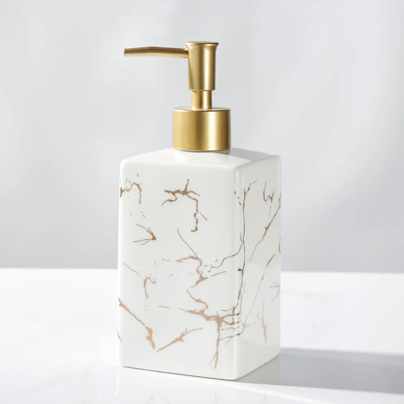 Luxury Marble Ceramic Soap & Shampoo Dispenser – Elegant Bathroom Accessories - Nestelier