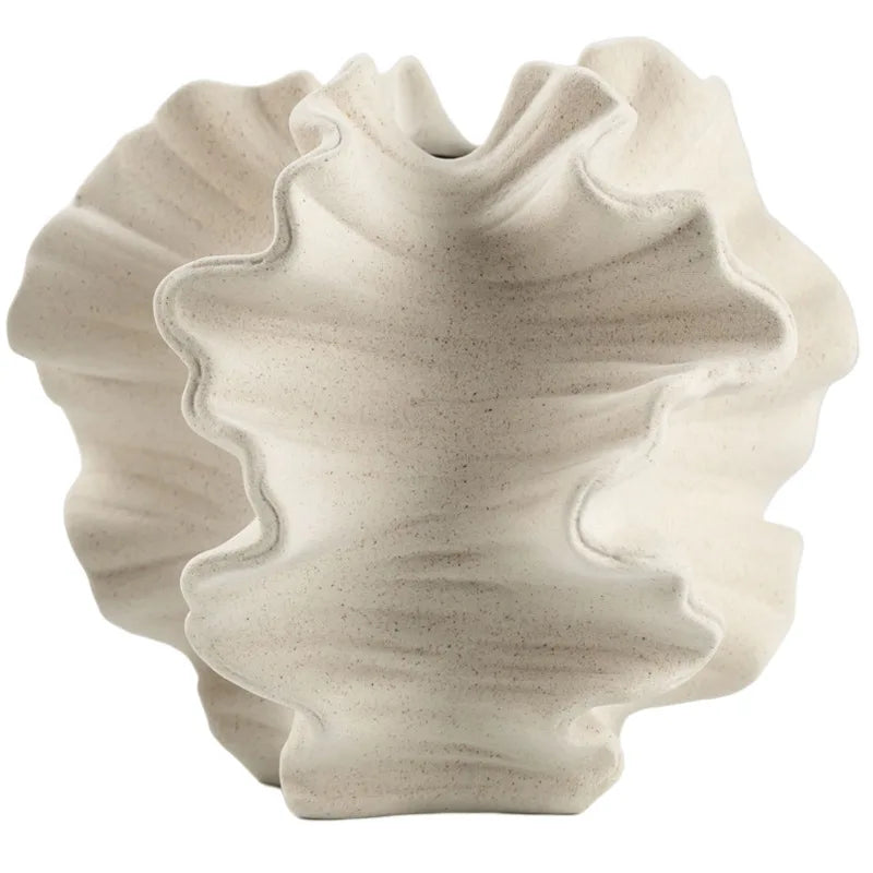 Ceramic Coral Vase Nordic Art Beige Matte - Nestelier