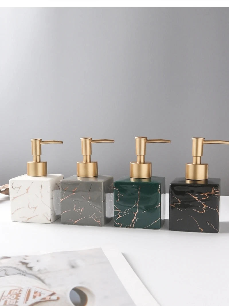 Luxury Marble Ceramic Soap & Shampoo Dispenser – Elegant Bathroom Accessories - Nestelier
