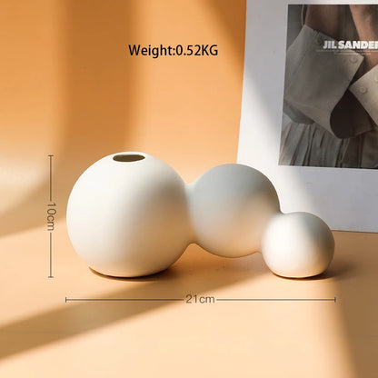 Elegant White Ceramic Vase – Scandinavian Style Decorative Accent - Nestelier