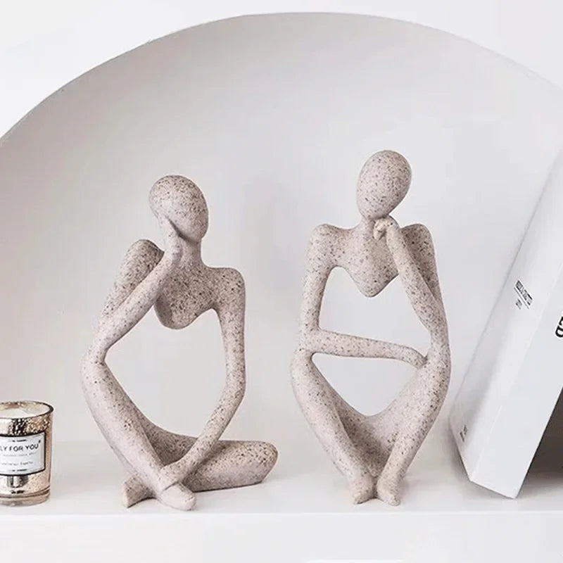 Nordic Sandstone Thinker Sculpture – Modern Minimalist Decor - Nestelier