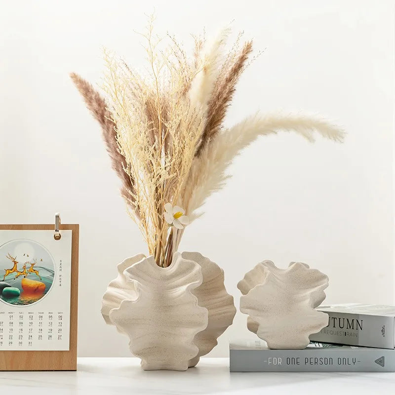 Ceramic Coral Vase Nordic Art Beige Matte - Nestelier