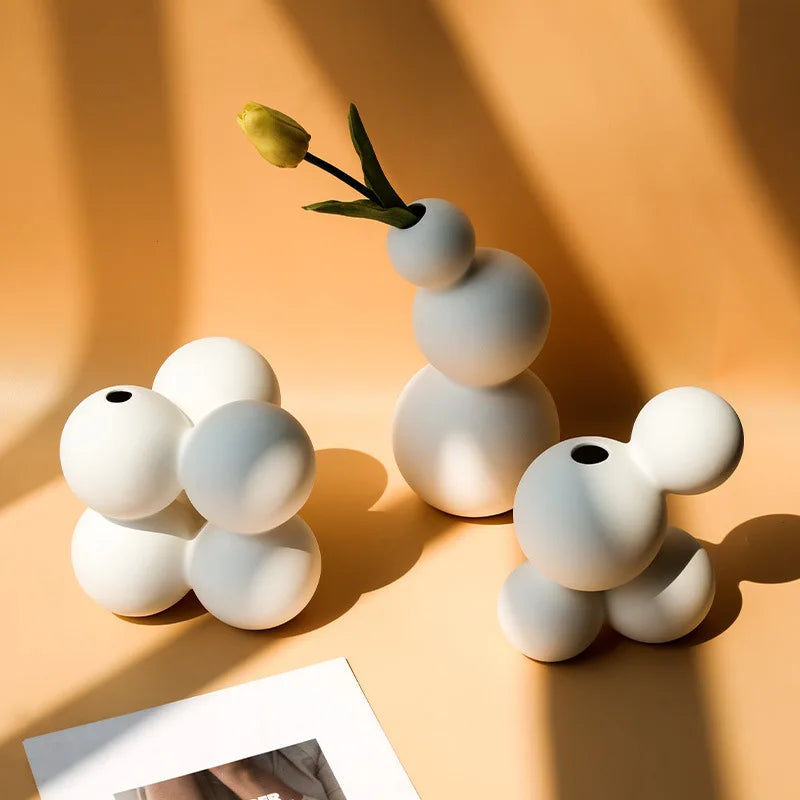 Elegant White Ceramic Vase – Scandinavian Style Decorative Accent - Nestelier