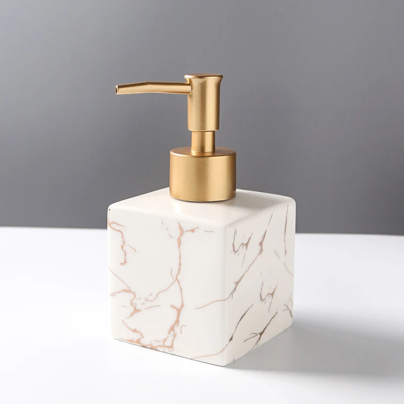 Luxury Marble Ceramic Soap & Shampoo Dispenser – Elegant Bathroom Accessories - Nestelier