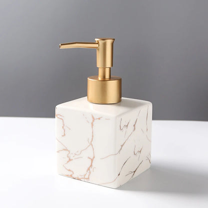 Luxury Marble Ceramic Soap & Shampoo Dispenser – Elegant Bathroom Accessories - Nestelier