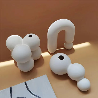 Elegant White Ceramic Vase – Scandinavian Style Decorative Accent - Nestelier