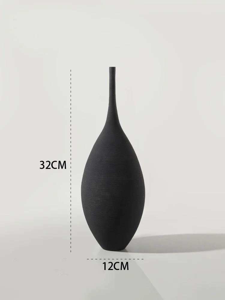 "Zen Minimalist Handmade Ceramic Vase – Black & White Artistic Decor - Nestelier