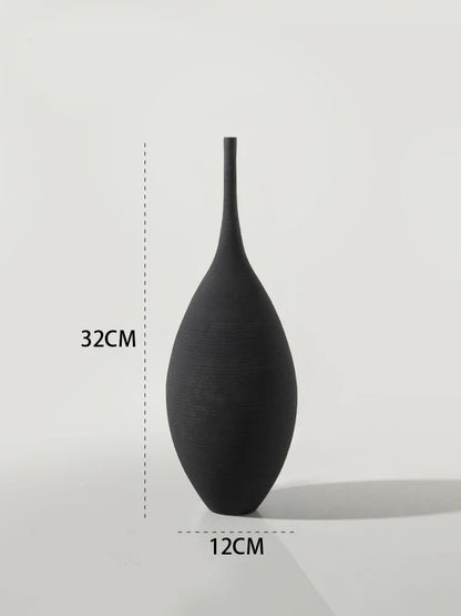 "Zen Minimalist Handmade Ceramic Vase – Black & White Artistic Decor - Nestelier