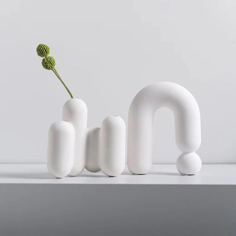 Elegant White Ceramic Vase – Scandinavian Style Decorative Accent - Nestelier