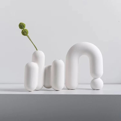 Elegant White Ceramic Vase – Scandinavian Style Decorative Accent - Nestelier