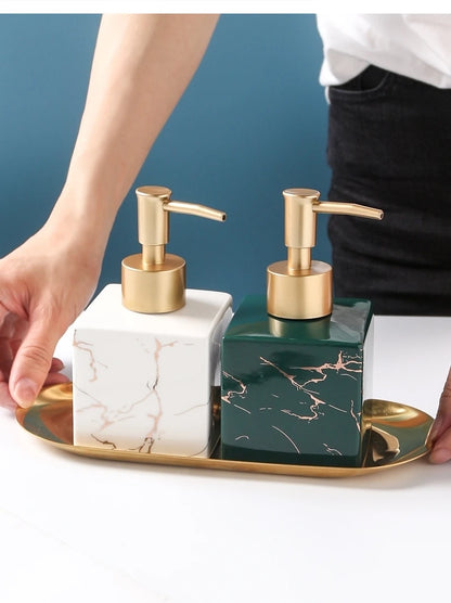 Luxury Marble Ceramic Soap & Shampoo Dispenser – Elegant Bathroom Accessories - Nestelier