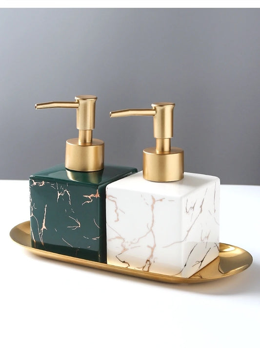 Luxury Marble Ceramic Soap & Shampoo Dispenser – Elegant Bathroom Accessories - Nestelier